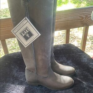 Frye Gray Leather Riding Boots nets sz 7